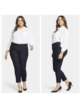 NYDJ Women's Skinny Ankle Pull On Jeans With Sideseam Slit Rinse Size 14